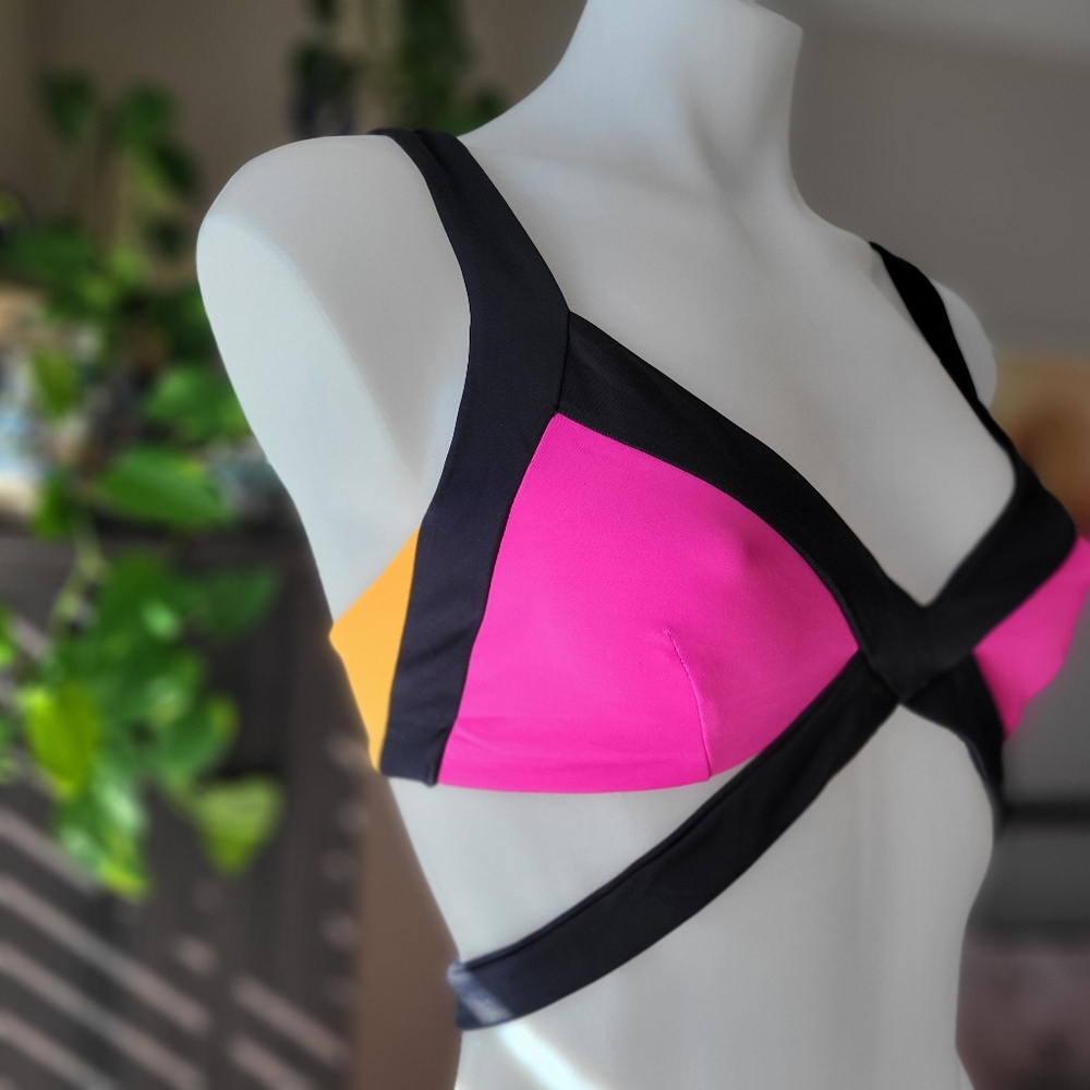 Agent Provocateur Mazzy Bikini Top 4 Neon Pink Orange & Black